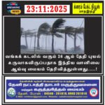 வங்கக் கடலில் வரும் 26 ஆம் தேதி புயல் உருவாகவிருப்பதாக இந்திய வானிலை ஆய்வு மையம் தெரிவித்துள்ளது…..!